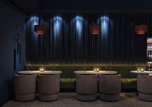 مخصص حديث خفيف فاخر مطعم أخضر منحني نصف دائرة كابينة أثاث مطعم مقهى - Product Image 4