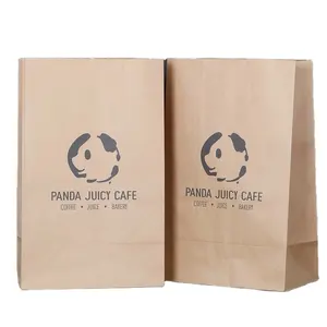 Eco Friendly Reusable Greaseproof Wax Lined Craft Kraft Food Package Sandwich Doughnut Popcorn Bread Packaging Paper Bags