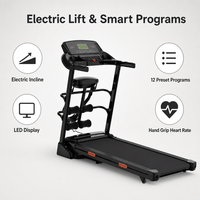 Tapis roulant semi-commercial intelligent électrique pliable en acier avec écran LED, moteur 1HP, vitesse 1-12 km/h