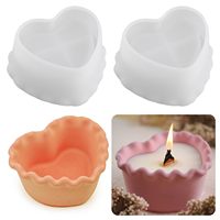 Vague Coeur Ciment Bougie Navire Moule Vase Pot De Fleur Moules Silicone Béton Gypse