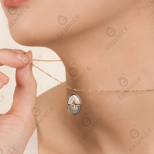 보석 우아한 925 실버 보석 골드 도금 사용자 정의 스타 하늘 흑백 어머니 진주 펜던트 목걸이 - Product Image 4