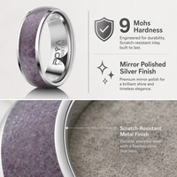 Silberner Wolframcarbid-Ring mit Eingelegtem Zerkleinertem Lila Amethyst Poliert 8mm Herren Ehering Verlobungsring Versprechen-Ring