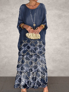 <span class=keywords><strong>Abito</strong></span> <span class=keywords><strong>lungo</strong></span> girocollo in maglia Chiffon manica <span class=keywords><strong>a</strong></span> <span class=keywords><strong>pipistrello</strong></span> - Product Image 2