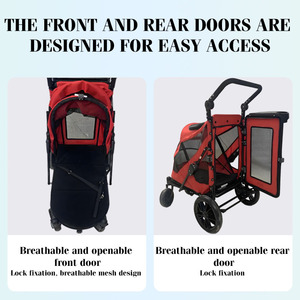 Poussette pliable robuste <span class=keywords><strong>pour</strong></span> animaux de compagnie JXB, 4 roues, chariot respirant <span class=keywords><strong>pour</strong></span> chiens de taille moyenne et grande - Product Image 4