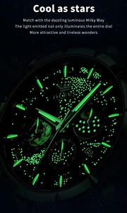 OLEVS 5538 Jam Tangan Kuarsa Pria 42MM Jam Tangan Analog Mewah Tahan Air 30M Kronograf Tali Kulit Dial Langit Berbintang untuk Pria - Product Image 5