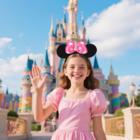 Serre-tête classique à oreilles de souris avec nœud à sequins noir pour enfants
