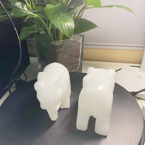<span class=keywords><strong>Elefantes</strong></span> <span class=keywords><strong>de</strong></span> Jade Blanco Natural <span class=keywords><strong>de</strong></span> Fengshui para Decoración del Hogar, Venta al por Mayor - Product Image 5