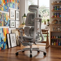 Chaise de bureau de direction ergonomique de luxe moderne en maille grise pivotante pour la maison et l'hôtel, avec accoudoirs 6D réglables, soutien lombaire intégré et fonction de sieste