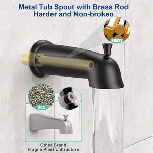 Robinet de douche à double tête à 3 voies haute pression avec 35 réglages, noir mat, avec vanne de fixation - Product Image 6