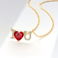 Bijoux fins en argent 925, bijoux de mode, pendentif lettre initiale F et U, étoile, lettre, cœur, diamant, collier avec breloque