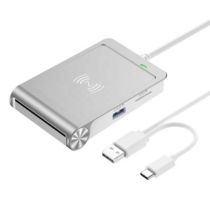 เครื่องอ่านการ์ด2.0 USB อเนกประสงค์พร้อมช่องเสียบ USB-A USB-C ช่องเสียบคู่ NFC IC SIM SD TF All In One เครื่องอ่านสมาร์ทการ์ด - Product Image 4