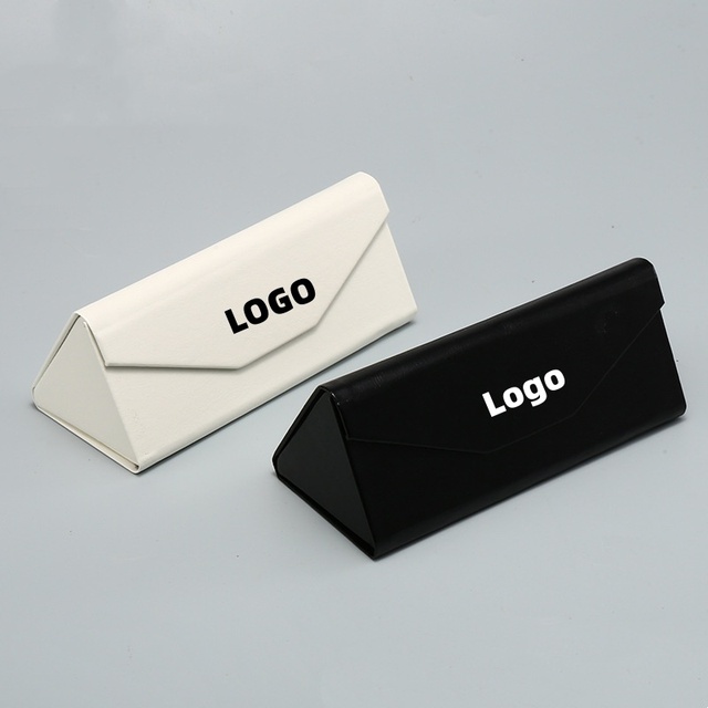 2026 Sunglasses Box Packaging Leather Custom Logo Glasses Case Packaging Set Cases for Oversized Triangle Foldable Sunglass Case
