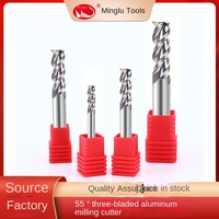 Coupeur CNC en acier au tungstène à 3 lames en aluminium brillant 55 degrés à fond plat fraise en bout approvisionnement direct d'usine