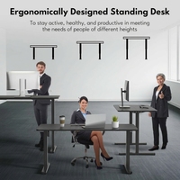 Bureau debout motorisé moderne et minimaliste à plateau divisé, réglable en hauteur, avec mémoire de position et design écoresponsable