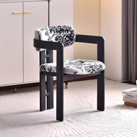 Chaise de salle à manger rétro d'art moderne, structure en bois massif, fauteuil élégant pour salon
