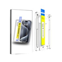 Protection d'écran en verre trempé HD transparente pour iPhone 18 Pro Max/17 Pro/16E/15 Plus/14/13 + Boîte d'installation facile sans poussière