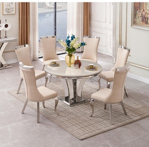 Table <span class=keywords><strong>de</strong></span> salle à manger Foshan, ensemble <span class=keywords><strong>de</strong></span> 8 places, design moderne, pieds en acier inoxydable, tables <span class=keywords><strong>de</strong></span> salle à manger en marbre - Product Image 5