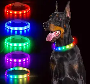 Kerah anjing LED dapat diisi ulang warna RGB lampu berubah lampu leher anjing lampu anjing tahan air membuat hewan peliharaan terlihat dan aman untuk malam