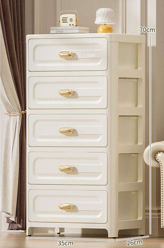 Cómoda de 35 cajones de ancho, quinto piso, amarillo leche