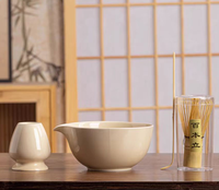 Ensemble Matcha en Céramique Porte-Bol à Fouet en Bambou-Accessoires Durables pour la Fabrication de Thé à Café Comprend Chasen Matcha Fouet Chawan en Céramique