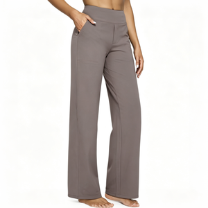 Pantaloni da yoga a gamba larga in tessuto con protezione solare con tasche ad alta elasticità - Product Image 5