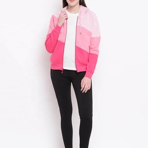 Sudadera con Capucha para Mujer, Invierno 2025, Color Rosa, Bloques de Color, Cierre de Cremallera, Manga Larga, Cálida - Product Image 1