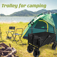 Chariot pliable robuste 330 LBS, chariot utilitaire tout-terrain pliable avec roues résistantes au sable de 7,5 pouces pour l'extérieur