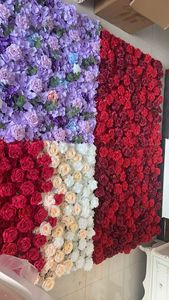 Mur floral artificiel à dégradé romantique avec des fleurs roses et rouges pour la décoration de mariage et de fêtes - Product Image 2