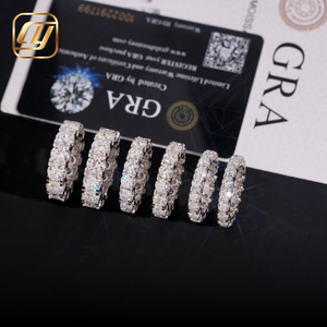 Wholesale Couple Stackable <b>Ring</b> S925 <b>Silver</b> Full <b>Eternity</b> Band Round Moissanite Diamond Fully Iced Wedding Band Hip Hop - Product Image 4