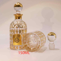 Flacon de Luxe 150 ml pour Huile de Parfum Faite Main avec Bouchon à Grind Cap, Bouteille en Verre Doré Personnalisée pour l'Affichage en Magasin d'Huiles d'Oud