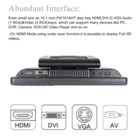 FEELWORLD FW101AHT 10.1" 1024x600 Industrial TFT LCD Touch Screen Monitor with HDMI VGA AV Inputs OEM Factory Direct Bulk Order