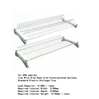 Rak Pengering Piring Dalam Kabinet dari Kawat Besi, Organizer Kabinet Dapur, Rak Piring 2 Tingkat Terpasang untuk Lemari Penyimpanan 400-900mm