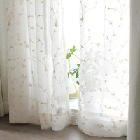 Rideau transparent en lin doux avec broderie, pour décoration de la maison, salon, vente en gros