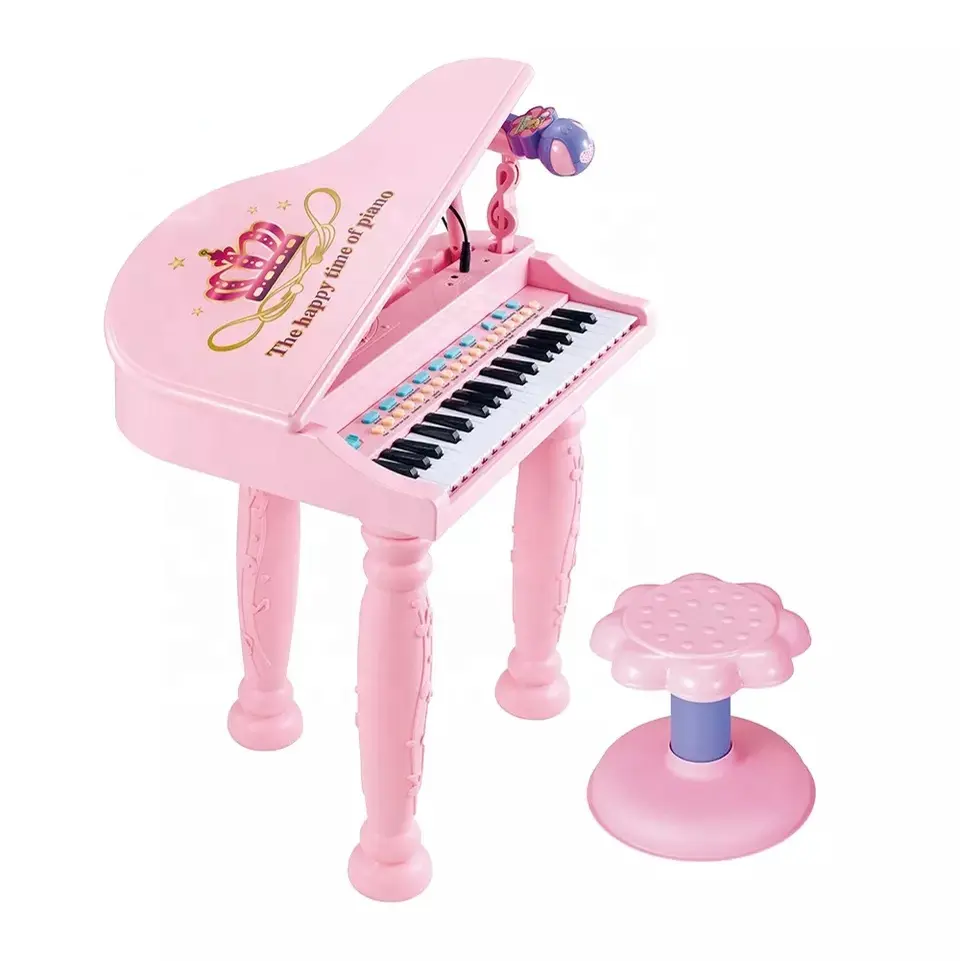 JinYing 37 चाबियाँ गुलाबी राजकुमारी पियानो बच्चों के लिए, बहुक्रिया शैक्षिक संगीत पियानो
