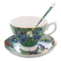 En promotion : Tasse et soucoupe en porcelaine fine, design personnalisé, écologique, 250 ml, ensemble de tasses à café et soucoupes en porcelaine de luxe