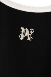 Sélection attentive Marque de luxe Palm Angels Thin White Straps Ras du cou Top court en coton noir - Product Image 3