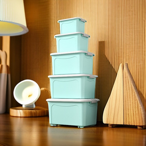 Extra <b>Large</b> <b>Plastic</b> Storage <b>Box</b> With Lid Rectangle Solid Color Clothing Organizer For Home Use 3kg Gross Weight Standing Type - Product Image 3