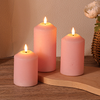 Décoration d'intérieur Matti's, bougie LED à flamme réelle en cire de paraffine 3D, rose, en forme de spirale ondulée, télécommande