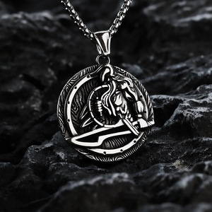 Yunnique-collar con colgante de guerrero vikingo para hombre, de acero inoxidable, diseño de espada, asimetría, joyería geométrica para regalo - Product Image 4