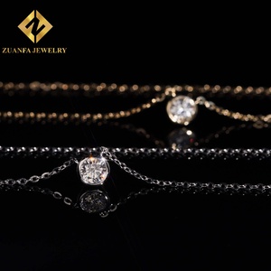 Collier pendentif à monture ronde en or massif 10 carats, diamant de laboratoire certifié NGIC, taille brillant rond, bijoux pour femme - Product Image 1