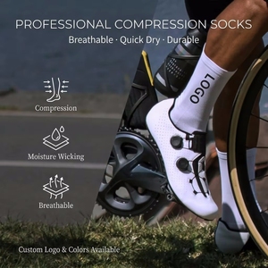 Chaussettes de sport athlétiques Qiangyi pour le <span class=keywords><strong>vélo</strong></span> de <span class=keywords><strong>route</strong></span>, fines, légères, respirantes, 80% nylon, pour l'<span class=keywords><strong>été</strong></span> - Product Image 1