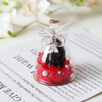TC Wholesale - Rose éternelle personnalisée avec logo dans un verre, figurines d'anges, fleur éternelle, cadeaux de Noël, de la Saint-Valentin, de la fête des mères, d'anniversaire
