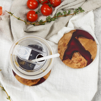 Haute qualité Design moderne cèdre acacia bois résine sous-verres ensemble époxy thé tasses à café sous-verres avec support de Table pour la maison