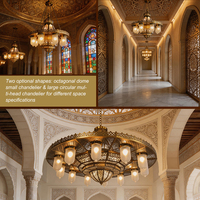Grand lustre de mosquée, style islamique, luminaire suspendu LED en métal sur mesure pour la salle principale de la mosquée