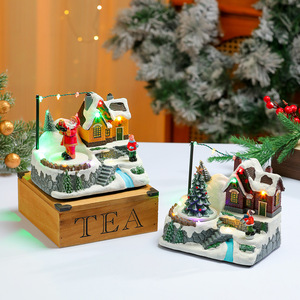 Decoraciones navideñas, adornos musicales luminosos, regalos de Navidad, figuras giratorias de Papá Noel de estilo europeo - Product Image 4