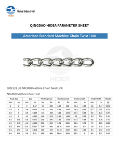 Cadena de Acero al Carbono Estándar Americano NACM90 HIDEA, Eslabones Retorcidos Galvanizados, Cadena de Elevación Industrial de Alta Resistencia - Product Image 2