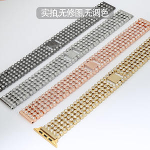 22 מ "מ נשים אוניברסלי תכשיטים חמישה חרוזים להגדיר יהלום שרשרת שעון יהלום מלא רצועת שעון יהלום רצועת שעון - Product Image 4