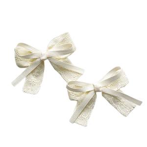 Pinza de Pelo Lateral para <span class=keywords><strong>Mujer</strong></span>, Hecha a Mano, Retro, Fresca, Beige, con Encaje Bordado, Estilo Bohemio Pastoral, Tipo Pato - Product Image 5