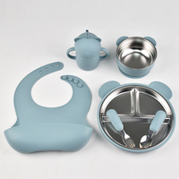 Vaisselle pour bébé en acier inoxydable 304 sans BPA, ensemble d'outils de repas pour enfants, bol à ventouse, assiette divisée avec poignée
