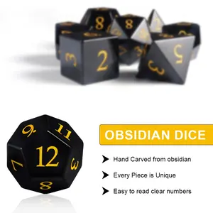 Dice Custom Tabletop Games Dungeons And Dragons Accessories Precision DND MTG Black Obsidian Dice Set RPG